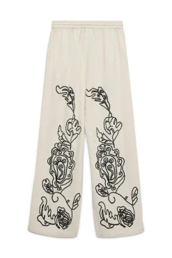 Pantalón largo lino estampado