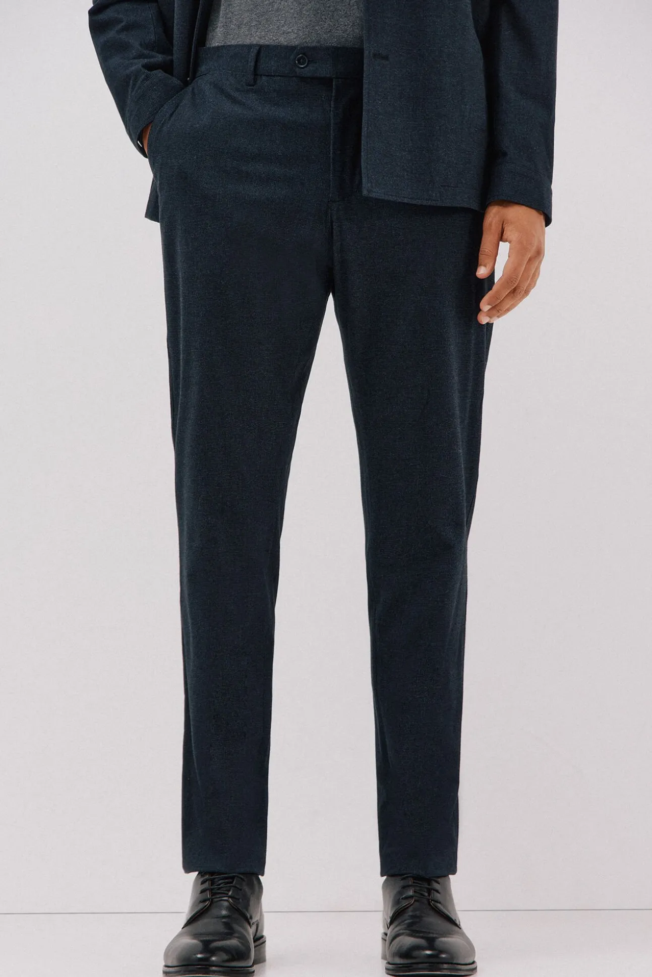 Pantalón microcuadro algodón