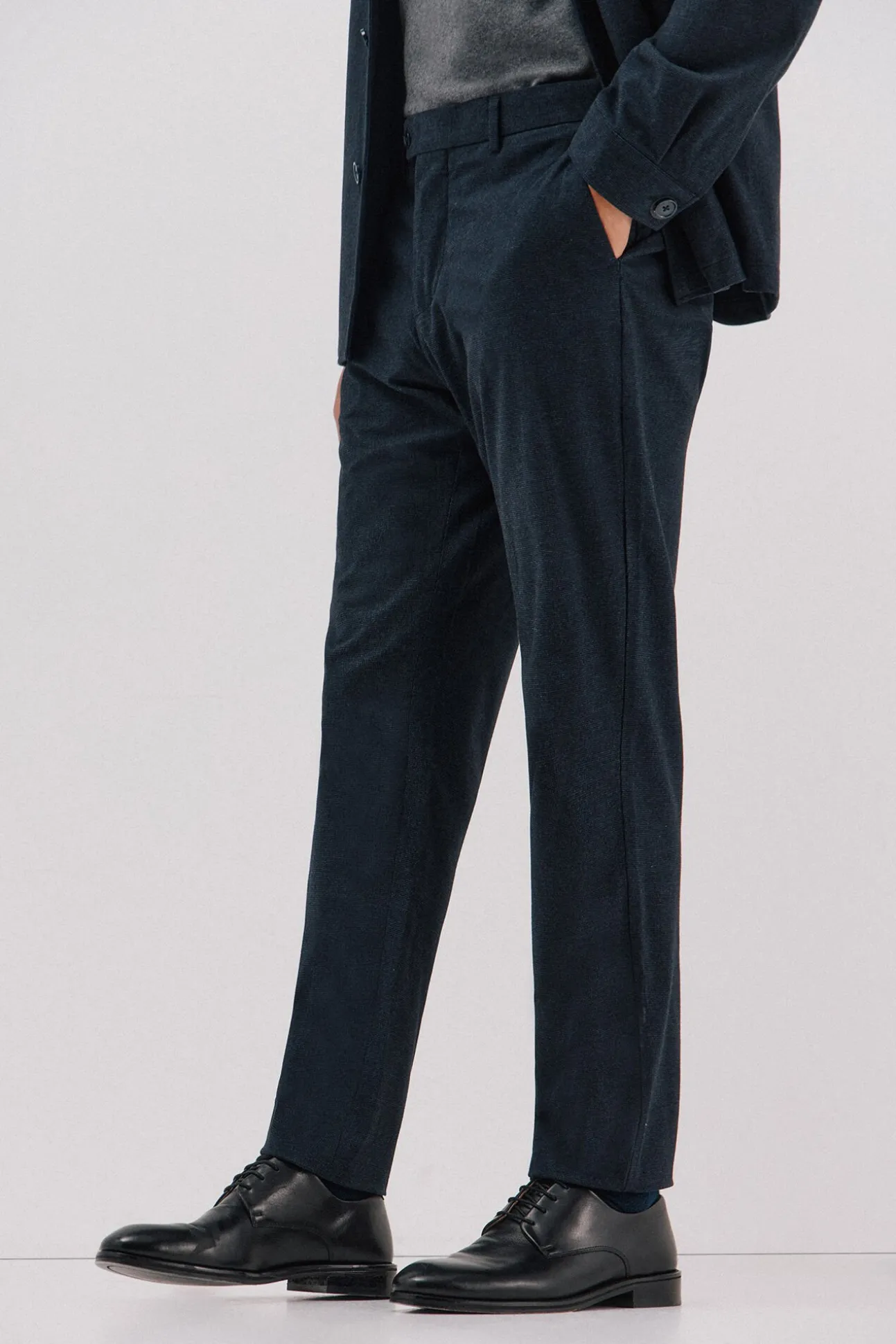 Pantalón microcuadro algodón