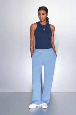 Pantalón recto ancho azul medio