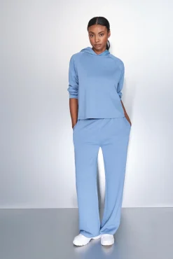 Pantalón recto ancho azul medio