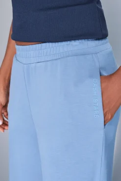 Pantalón recto ancho azul medio