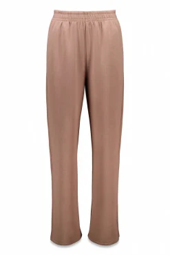 Pantalón recto ancho canalé marrón