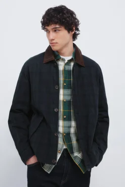 Parka cuadros cuello pana