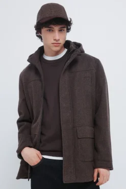 Parka larga efecto lana