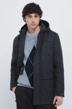 Parka larga efecto lana