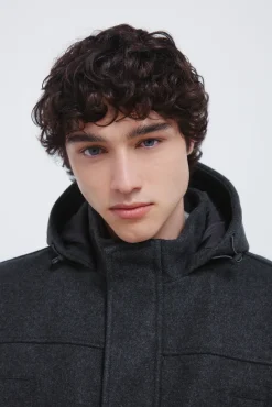 Parka larga efecto lana