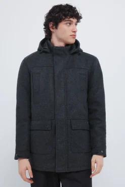 Parka larga efecto lana