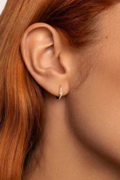 Pendiente Suelto Aro Cleo Cruzado Plata Baño Oro