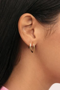 Pendiente Suelto Aro Halo Plata Baño Oro