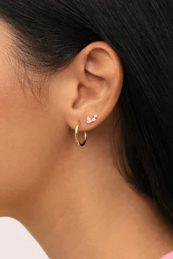 Pendiente Suelto Celeste Plata Baño Oro