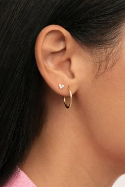 Pendiente Suelto Corazón Spark Plata Baño Oro