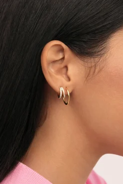 Pendiente Suelto Doble Scarlett Baño Oro