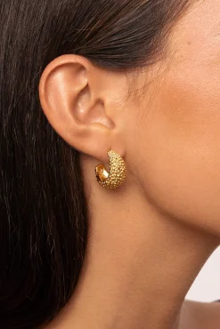 Pendientes Aro Antique Acero Baño Oro