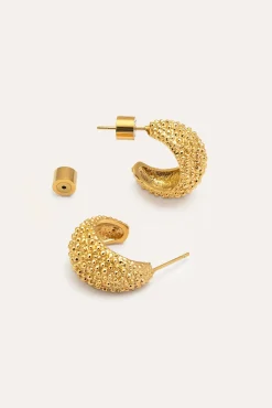 Pendientes Aro Antique Acero Baño Oro