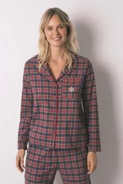 Pijama camisero cuadros 100% algodón