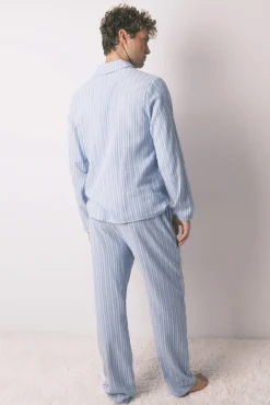 Pijama camisero masculino rayas 100% algodón