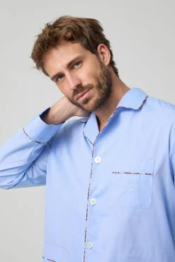 Pijama Kiff Kiff 100% Algodón Azul Detalle Vivo Escocés