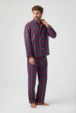 Pijama Kiff Kiff Franela Cuadros Azul Rojo