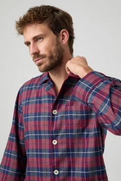 Pijama Kiff Kiff Franela Cuadros Azul Rojo