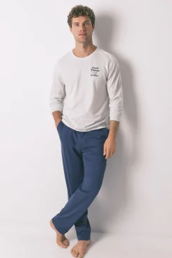 Pijama largo 100% algodón gris