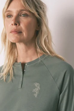 Pijama largo algodón pantalón flores