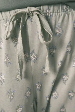 Pijama largo algodón pantalón flores