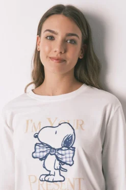 Pijama largo algodón Snoopy Vichy