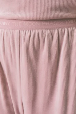 Pijama largo canalé terciopelo rosa