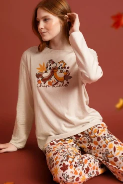 Pijama largo Chip&Dale otoño para mujer