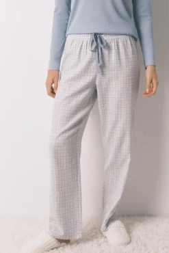 Pijama largo cuadros efecto brillo azul