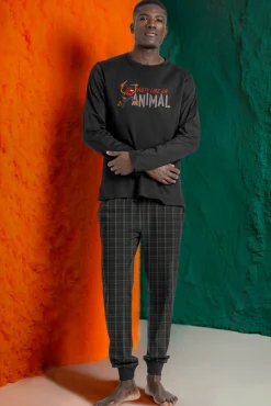 Pijama largo cuadros Muppets 100% algodón hombre