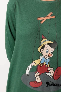Pijama largo estampado Pinocho para mujer