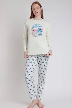Pijama largo estampado Stitch para mujer