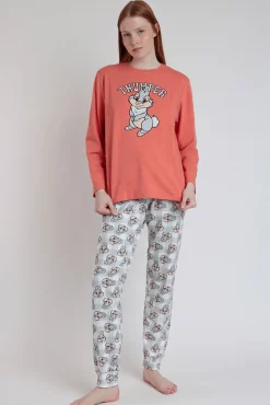 Pijama largo estampado Tambor bambi para mujer
