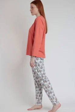 Pijama largo estampado Tambor bambi para mujer