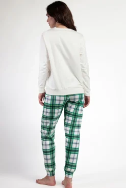 Pijama largo felpa cuadros 100% algodón Ski Mickey