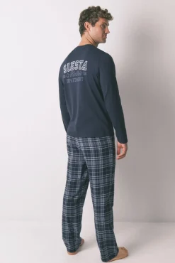 Pijama largo hombre 100% algodón cuadros