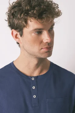 Pijama largo hombre 100% algodón azul cuadros