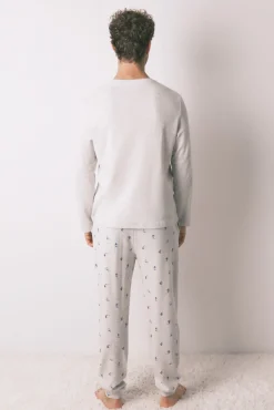 Pijama largo hombre 100% algodón gris ski