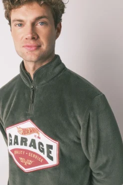 Pijama largo hombre polar verde Hotwheels