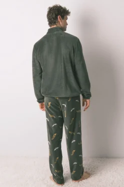 Pijama largo hombre polar verde Hotwheels