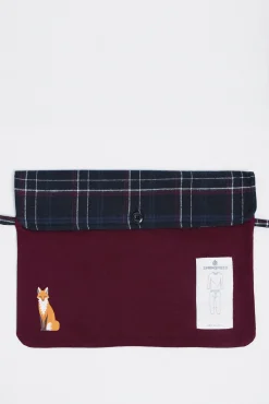 Pijama largo pantalón fannel cuadros granate