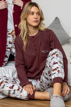 Pijama largo perro salchicha para mujer