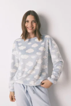 Pijama largo polar mousse nubes