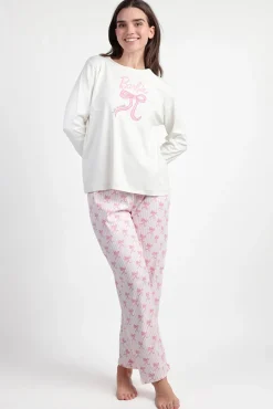 Pijama largo rayas lazos Barbie 100% algodón