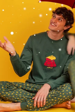 Pijama largo Snoopy 100% algodón para hombre