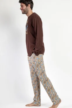 Pijama largo Snoopy 100% algodón para hombre