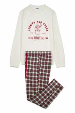 Pijama masculino largo 100% algodón cuadros