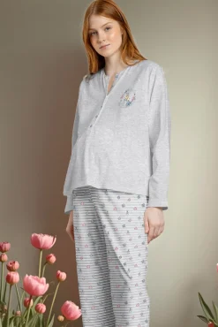 Pijama maternity largo rayas Alicia Wonderland
